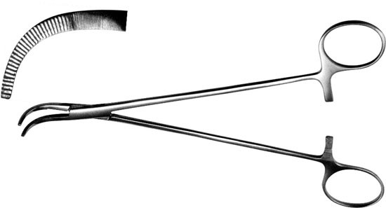 Зажим для желчных протоков изогнутый, 190 мм. Тб-З-13-2