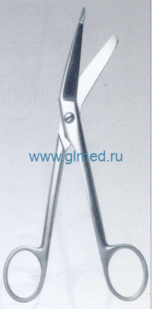 Ножницы для разрезания повязок с пуговкой гоизонтально-изогнутые, 185 мм