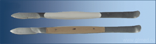Нож-шпатель для резания и формирования воска при изготовлении зубных протезов с деревянной ручкой. М-10/56