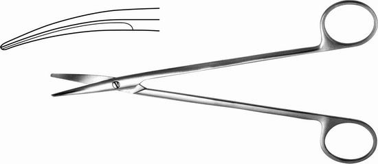Ножницы с узкими закруглёнными лезвиями, вертикально-изогнутые, 175 мм. Тб-Н-25