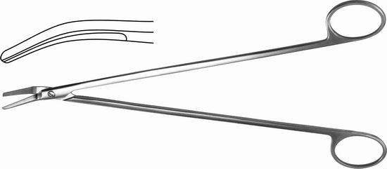 Ножницы сосудистые, вертикально-изогнутые под углом, 250 мм. Тб-Н-28