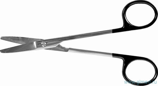 Ножницы хирургические вертикально-изогнутые, 150 мм, твердосплавные. Тб-Н-140