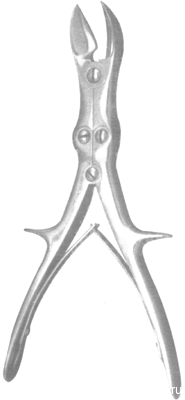Щипцы костные-кусачки шарнирные с двойной передачей с прямыми губками изогнутые по плоскости, 230 мм. Вр-Щ-98