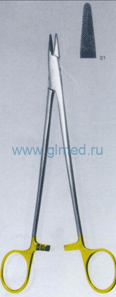 Иглодержатель общехирургический с твердосплавными пластинами, 160 мм с узкими губками